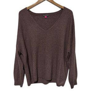 Vince Camuto Brown V Neck Knit Sweater Women’s XL Long Sleeve Pullover